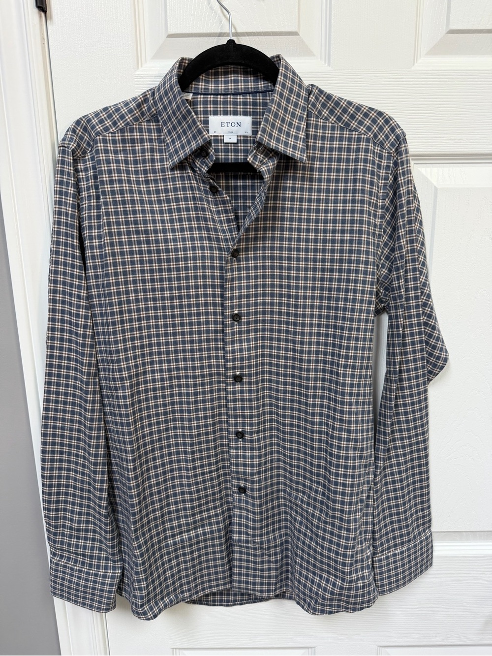 Eton Men's Slim Fit Plaid Button-Down Shirt Size [Medium 15.5 Neck]